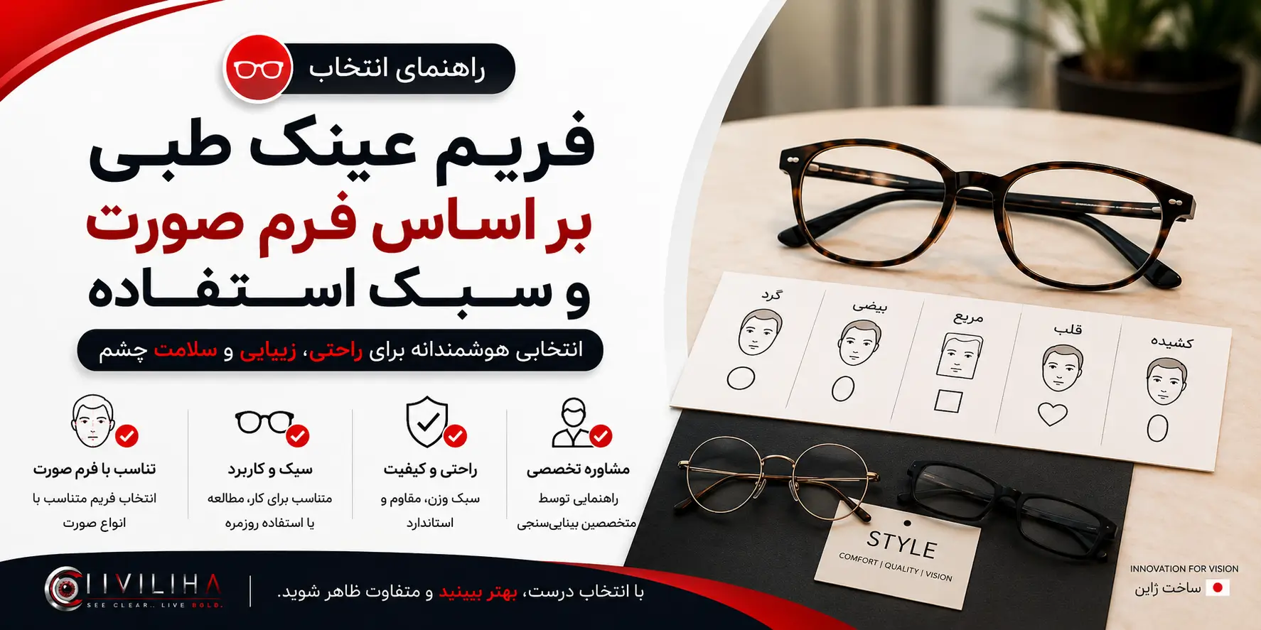 راهنمای انتخاب فریم عینک طبی بر اساس فرم صورت و سبک استفاده