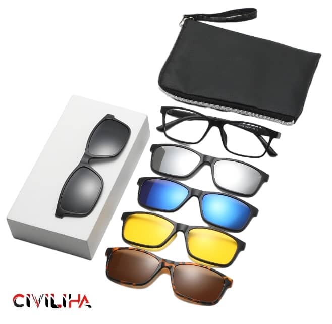 فریم عینک طبی ریبن (Ray-Ban) مدل TR2215 C2 به همراه کاور آفتابی مجموعه 6 عددی