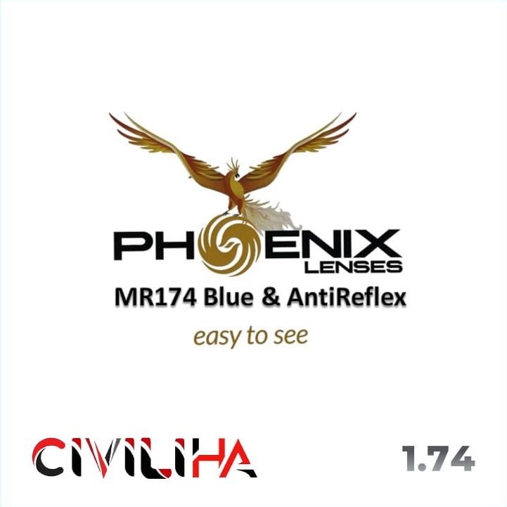 عدسی فوق فشرده سفارشی فونیکس با پوشش بلوکنترل انتخابی PHOENIX Single Vision First 1.74 (MR174)