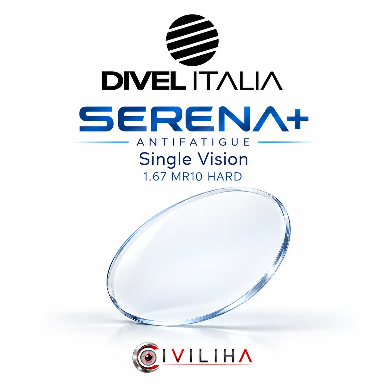 عدسی عینک سفارشی تک دید ضد خستگی فشرده دایول ایتالیا مدل Serena+ با ضریب شکست 1.67