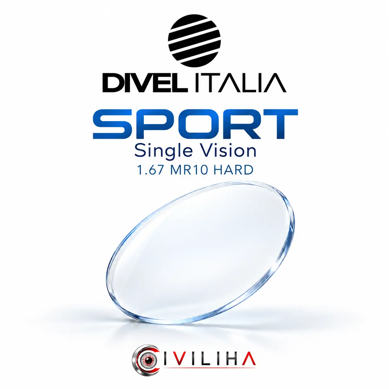 عدسی عینک سفارشی تک دید ورزشی فشرده دایول ایتالیا مدل Sport با ضریب شکست 1.67