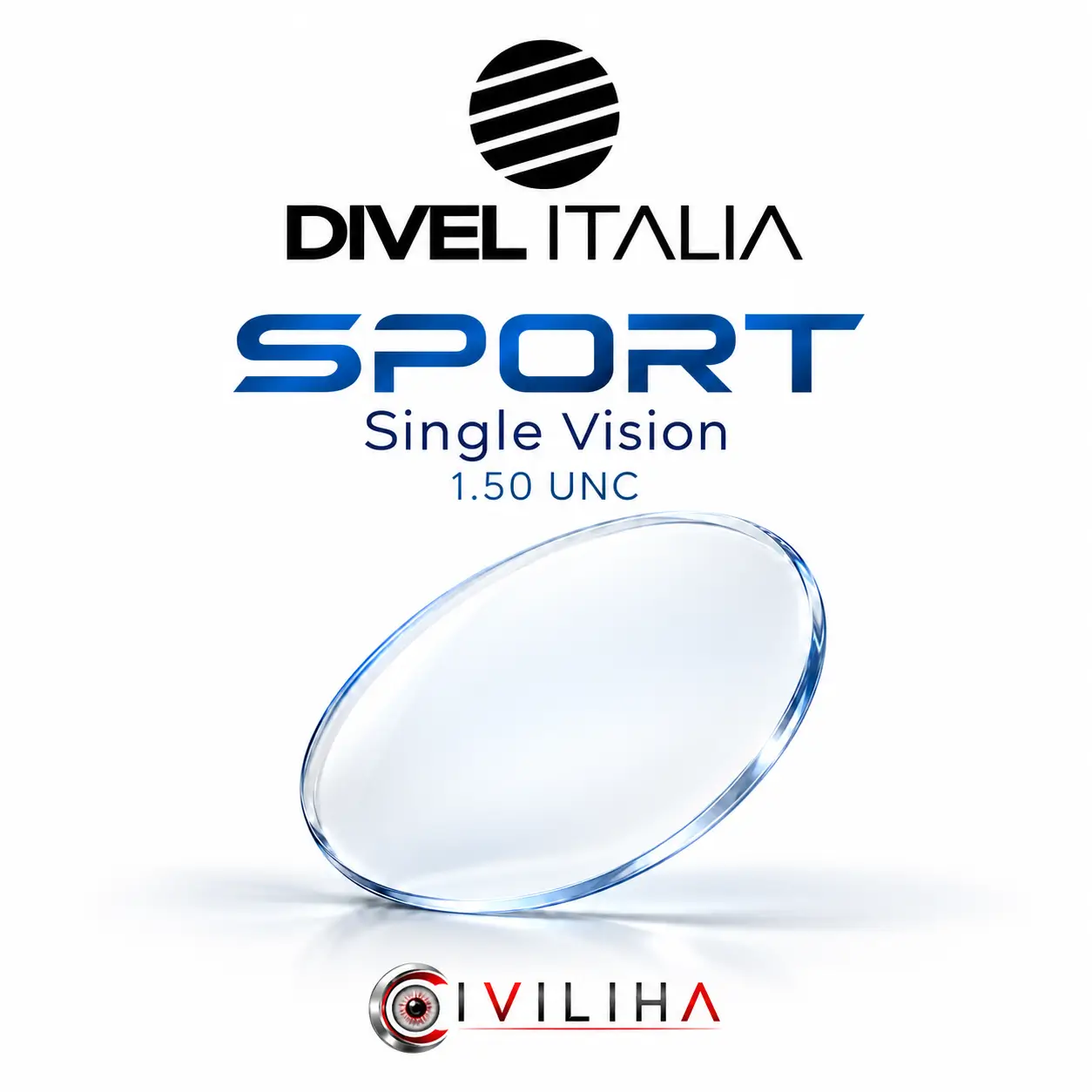 عدسی عینک سفارشی تک دید ورزشی دایول ایتالیا مدل Sport با ضریب شکست 1.50