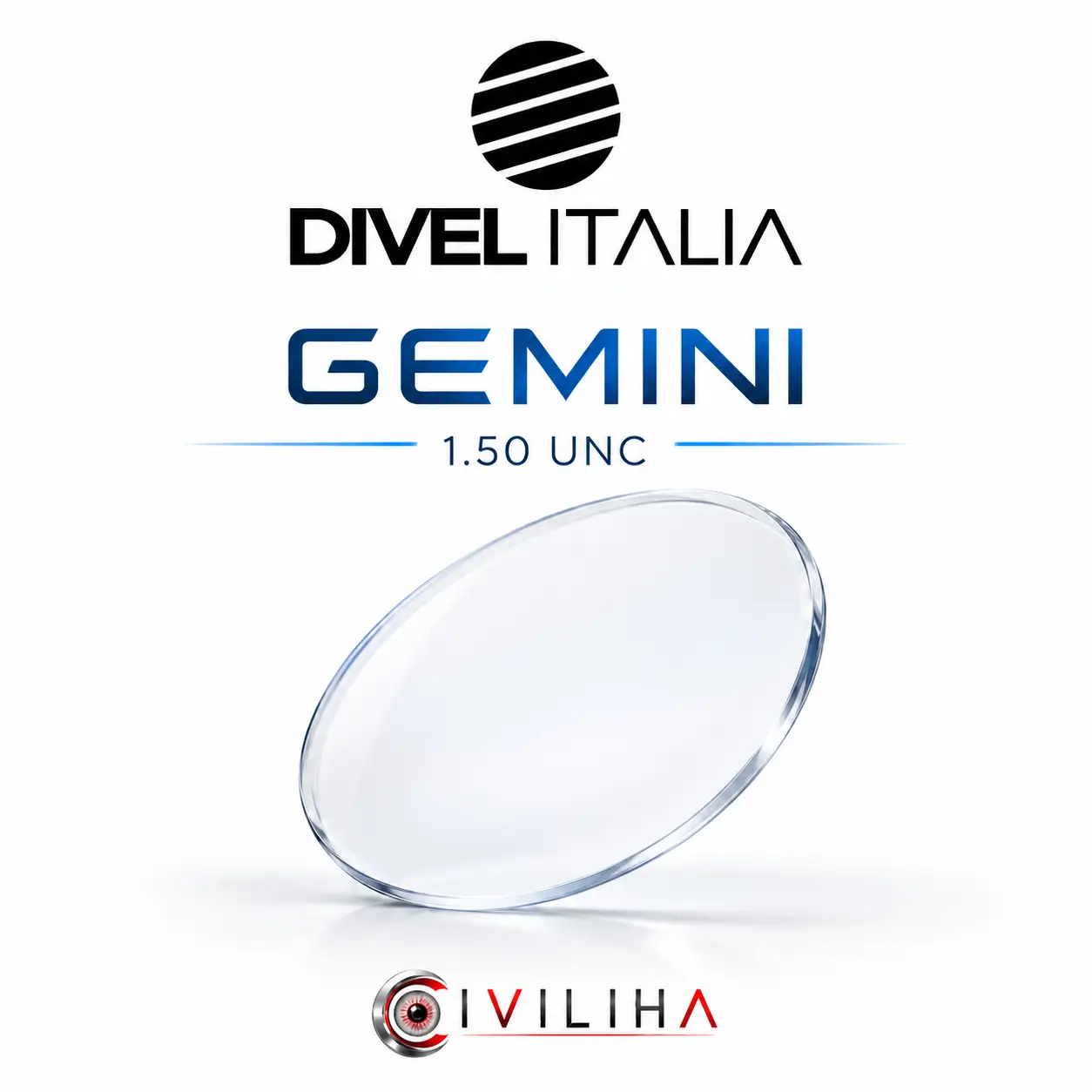 عدسی پروگرسیو سفارشی دایول ایتالیا Divel Italia مدل GEMINI ضریب 1.5 UNC