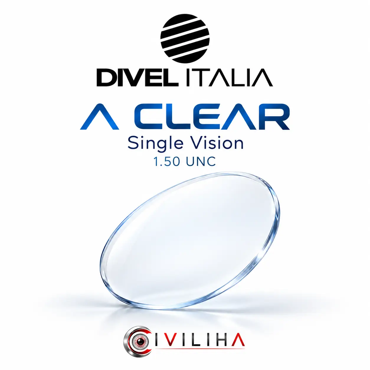 عدسی عینک سفارشی تک دید دایول ایتالیا مدل A Clear HD با ضریب شکست 1.50