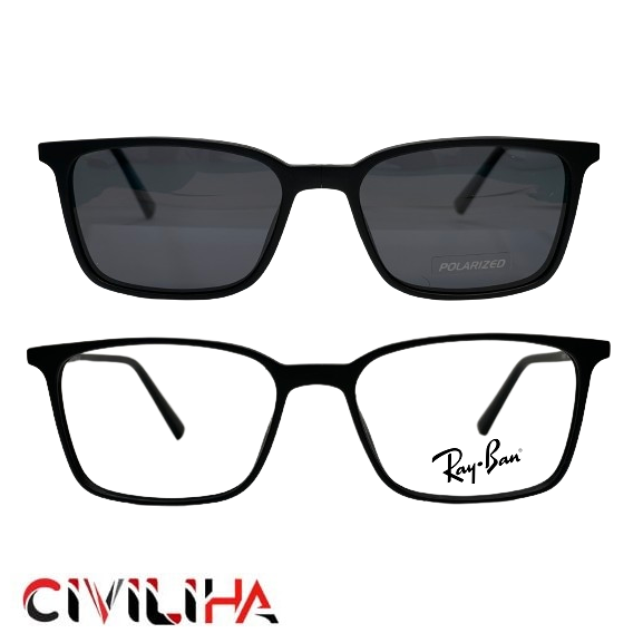 فریم عینک طبی کاور دار برند ریبن مشکی مات (Ray-Ban) مدل RX7087